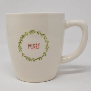 Rae Dunn Merry Wreath Holiday Mug Red Interior New Winter Coffee Cup Lounge